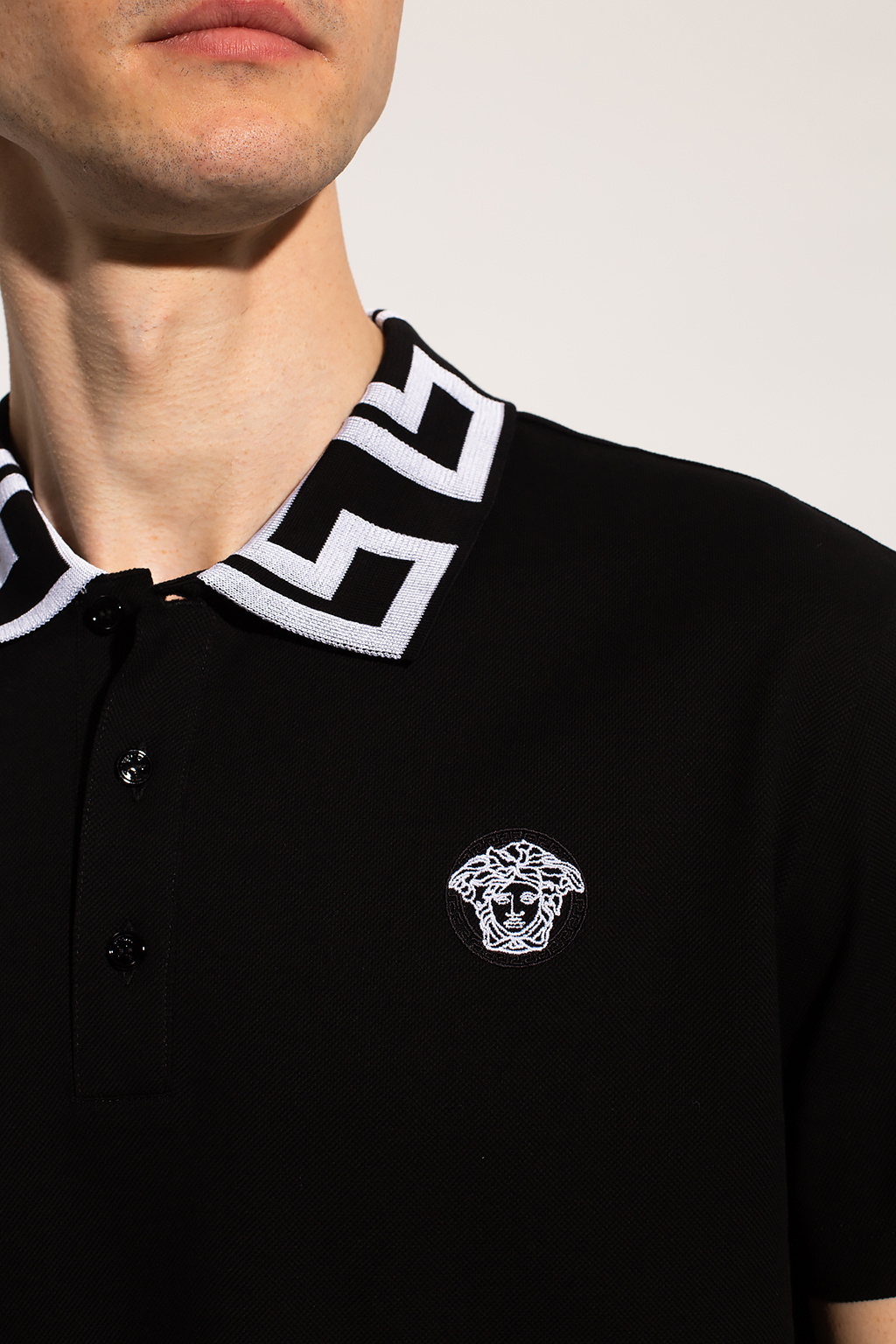 Black Camisa Polo Aramis Reta Frisos Preta Versace Polo Ralph